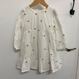 Target Cat & Jack Todder Girls White Heart Knit Heart Patterned Dress